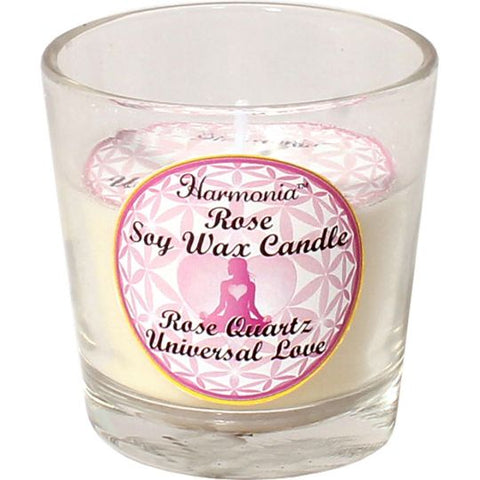 HARMONIA SOY GEM VOTIVE CANDLE - UNIVERSAL LOVE ROSE QUARTZ