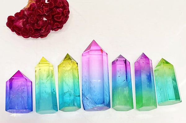 rainbow aura quartz tower crystal