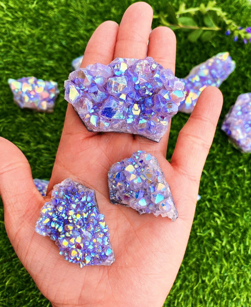 aura amethyst quartz cluster