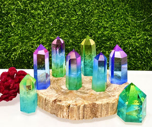 rainbow aura quartz tower crystal