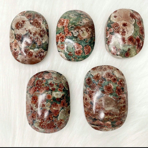 Green Flower Jasper Palm Stones