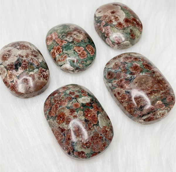 Green Flower Jasper Palm Stones